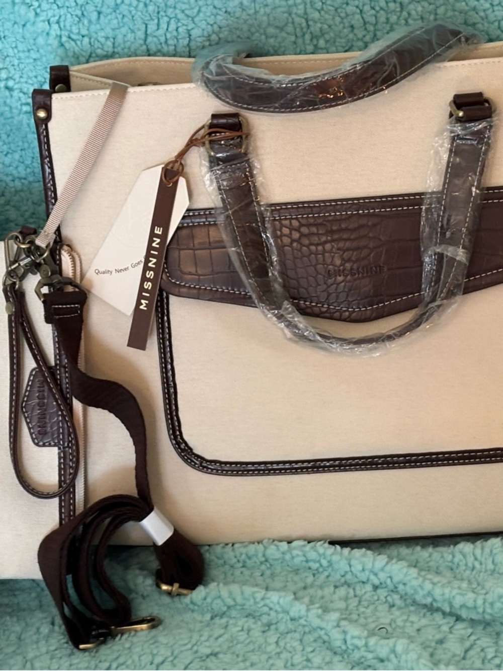 Missnine 2-Piece Canvas Laptop Bag Set,